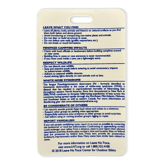 Caving Ethics Reference Card (Tags)