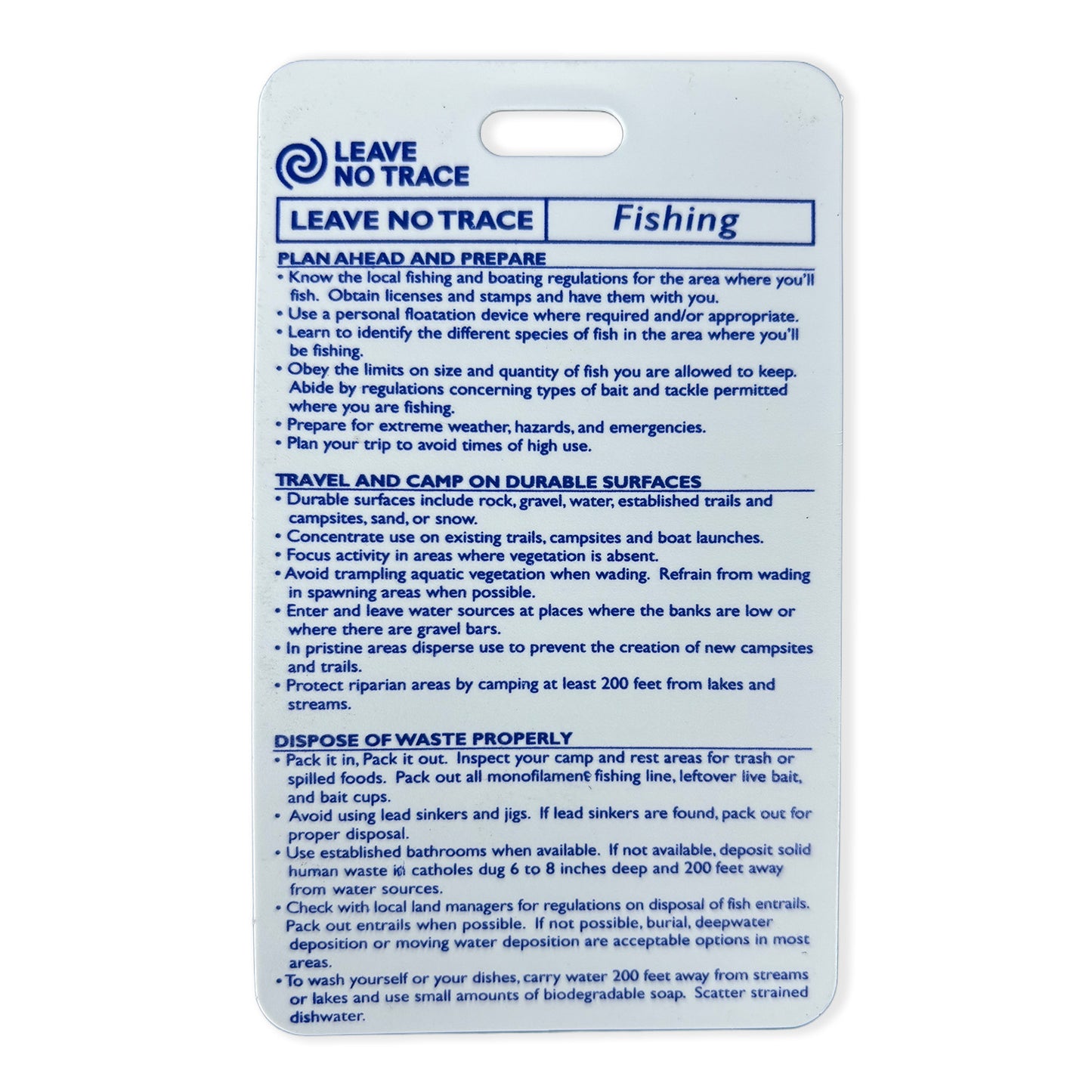 Fishing Ethics Reference Card (Tags)