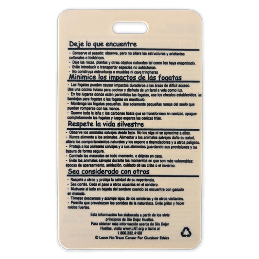 Spanish Outdoor Ethics Reference Card