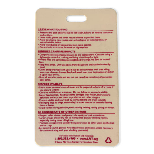 Rock Climbing Ethics Reference Card (Tags)