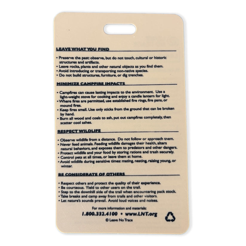 Backcountry Ethics Reference Card (Sold in Packs of 10) – Leave No ...