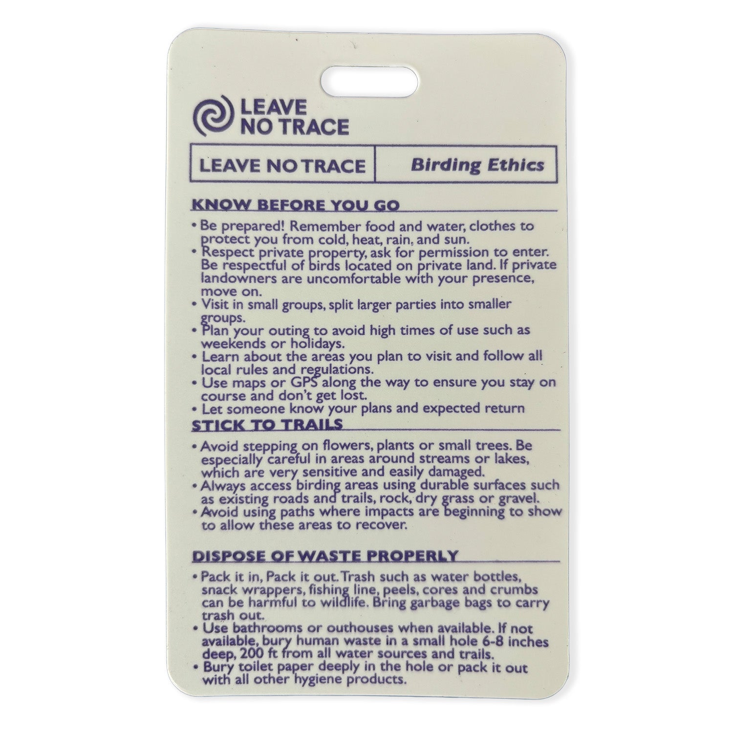 Birding Rack Card Birding Ethics Reference Card (Sold in Packs of 10) – Leave No Trace ...