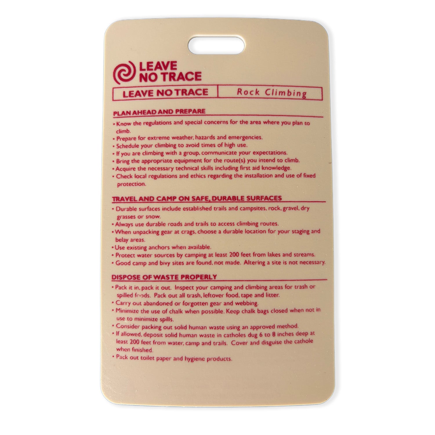 Climbing Rope Key Tags Rock Climbing Ethics Reference Card (Tags) – Leave No Trace Online Store