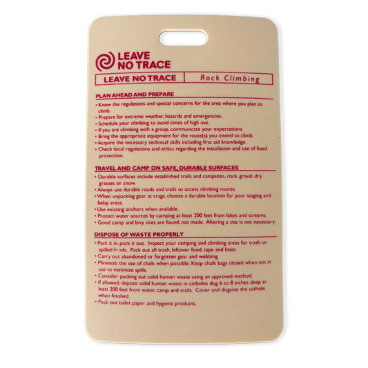 Rock Climbing Ethics Reference Card (Tags)