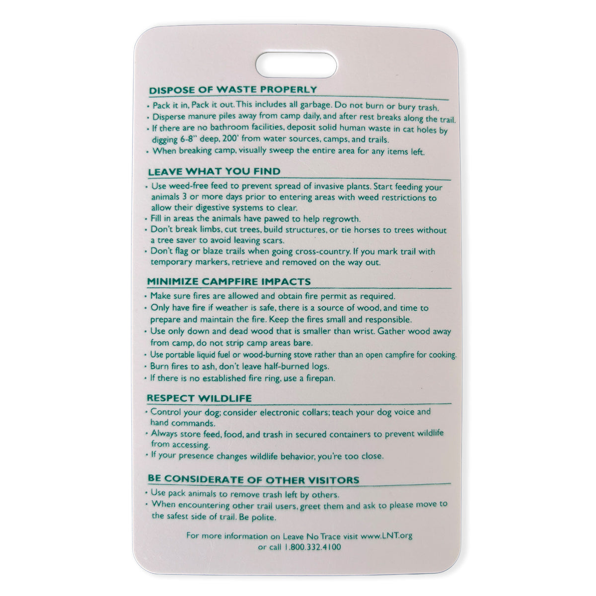 Stock Use Ethics Reference Card (Tags) – Leave No Trace Online Store